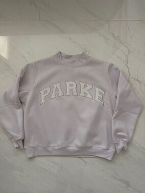 NEW PARKE Varsity Mockneck Sweatshirt in Lilac Size L/XL